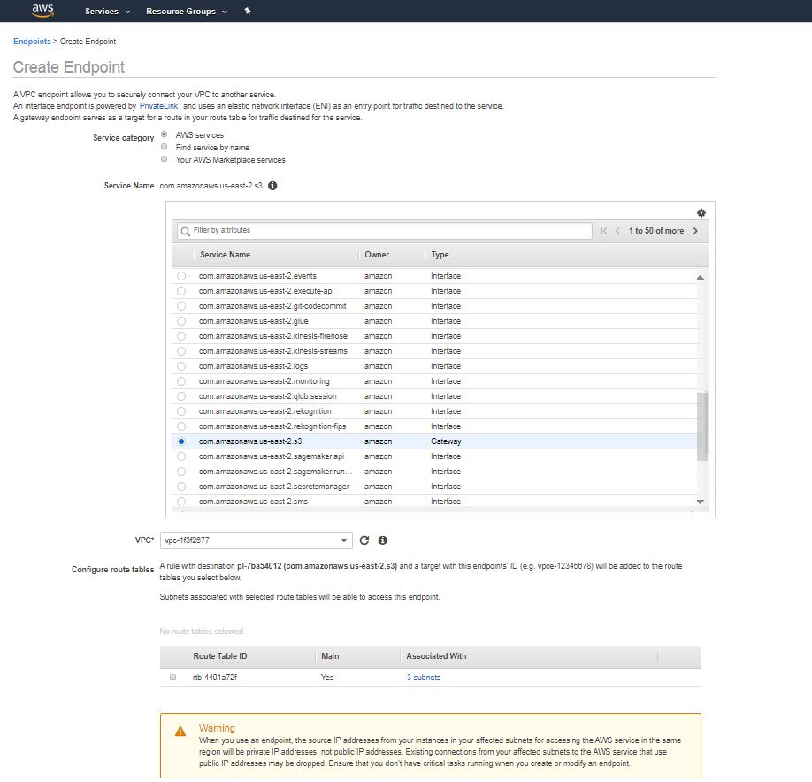 VPC Endpoint Creation
